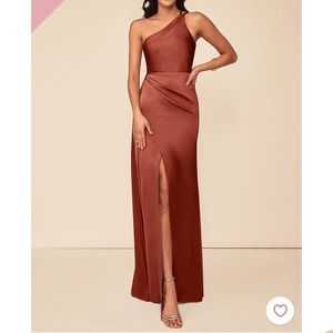 Azazie Maron stretch satin dress size 12 in terracotta